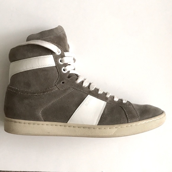 Saint Laurent Grey Suede High Top Sneakers SL/02H - Picture 8 of 14